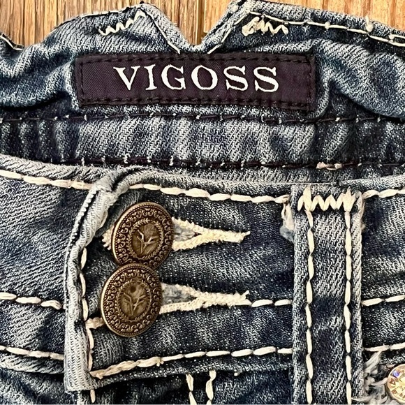 VIGOSS The New York Skinny Jeans Womens Size 3/4 Denim Rhinestones Ankle Stretch - Picture 6 of 16